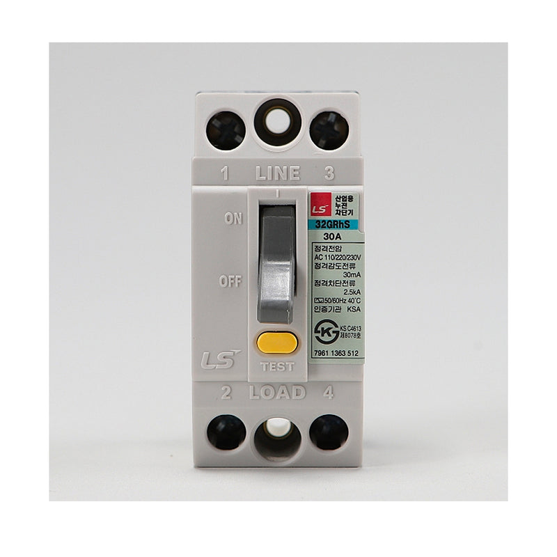 CB cóc chống giật RCBO 2P LS chỉ chống rò điện và quá tải, tải danh định từ 15A ~ 30A, dòng cắt 1.5kA - 2kA, dòng rò 30mA