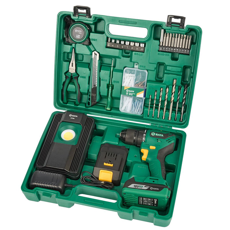Bộ dụng cụ tổng hợp kèm máy khoan pin 18V SATA 51108 88 chi tiết - Giải pháp sửa chữa toàn diện.