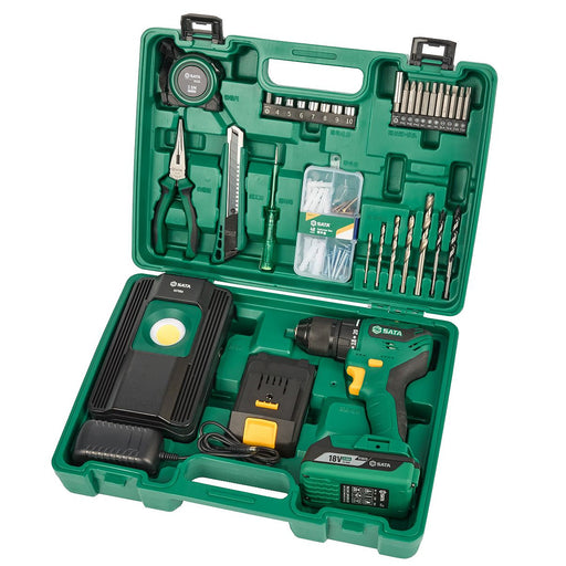 Bộ dụng cụ tổng hợp kèm máy khoan pin 18V SATA 51108 88 chi tiết - Giải pháp sửa chữa toàn diện.