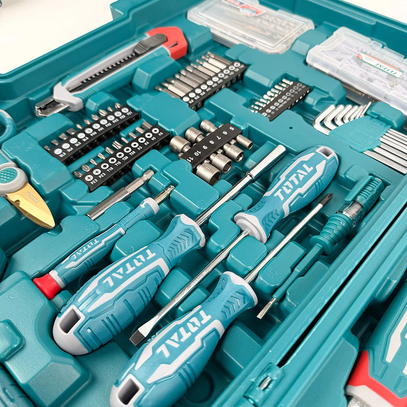 Bộ dụng cụ kèm máy khoan búa 166 chi tiết Total THKTHP41667