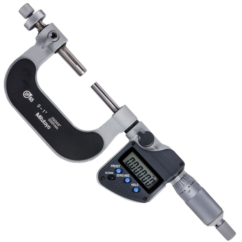 Panme điện tử Mitutoyo Series 324 - Gear Tooth Micrometers. Hàm kẹp đầu bi đo bánh răng. Có cổng SPC xuất dữ liệu