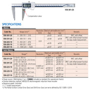 Thước kẹp điện tử Mitutoyo Absolute Digimatic Caliper Series 550 với hàm kẹp kiểu mỏ chim, chống nước, kháng dầu.
