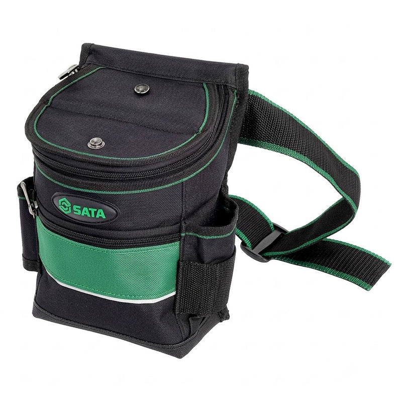 Túi đựng dụng cụ đeo hông SATA 95217 vải Oxford 600D, có nắp đậy, chống mài mòn, đen/xanh