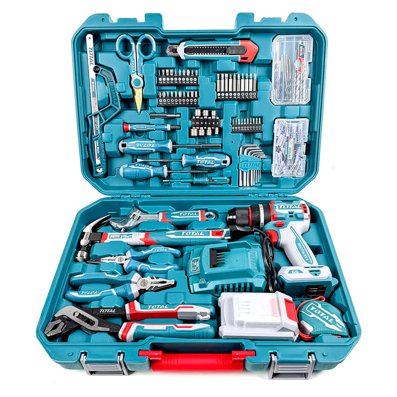Bộ dụng cụ kèm máy khoan búa 166 chi tiết Total THKTHP41667