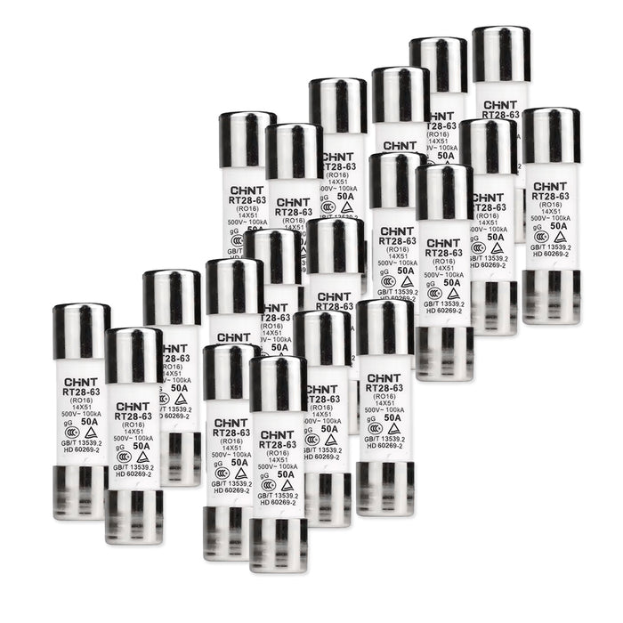 Ruột cầu chì sứ tròn Chint RT-28 dòng điện định mức từ 32A ~ 63A, dòng cắt ICU từ 2A ~ 63A