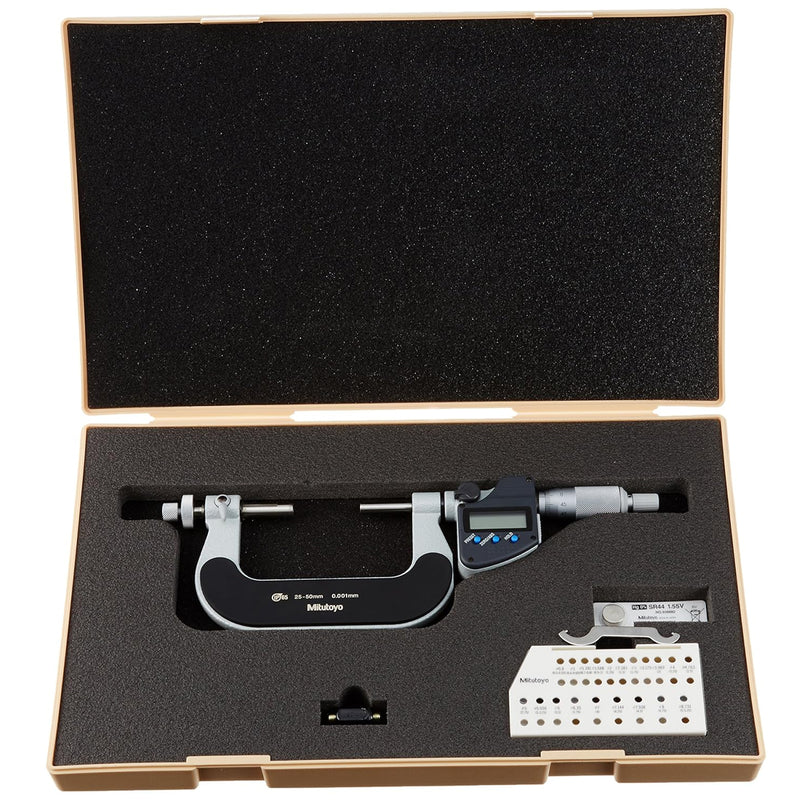 Panme điện tử Mitutoyo Series 324 - Gear Tooth Micrometers. Hàm kẹp đầu bi đo bánh răng. Có cổng SPC xuất dữ liệu