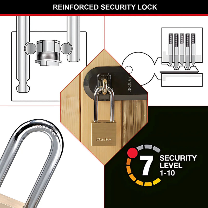 Ổ khóa treo càng dài Master Lock 576DLHPF, thân khóa bằng đồng thau nguyên khối 51mm