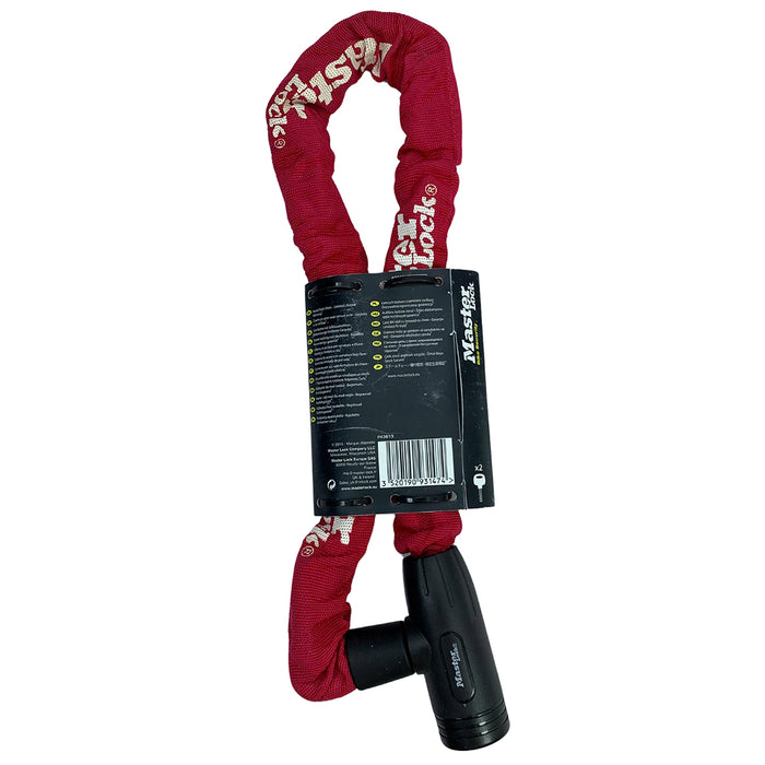 Khóa dây xích dùng chìa Master Lock cao cấp, dây xích bằng thép cường lực dày 8mm được bọc lớp vải nhiều màu dài 90cm
