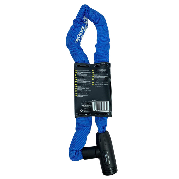 Khóa dây xích dùng chìa Master Lock cao cấp, dây xích bằng thép cường lực dày 8mm được bọc lớp vải nhiều màu dài 90cm