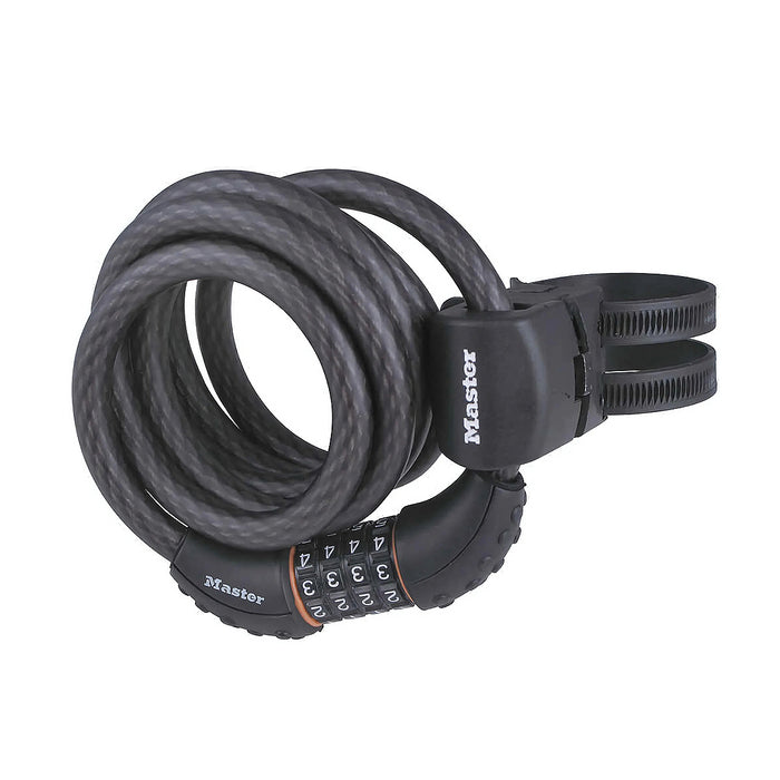 Ổ khóa dây 4 cọc số Master Lock 8122EURDPRO cao cấp, dây khóa bằng cáp thép cuộn được bọc nhựa vinyl dài 1.8m