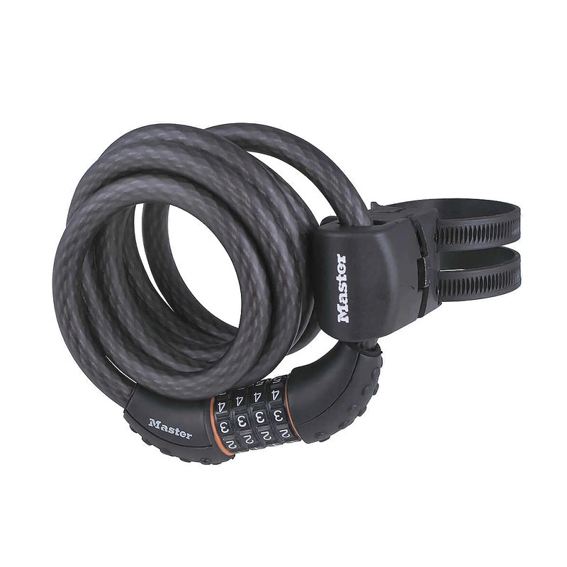 Ổ khóa dây 4 cọc số Master Lock 8122EURDPRO cao cấp, dây khóa bằng cáp thép cuộn được bọc nhựa vinyl dài 1.8m
