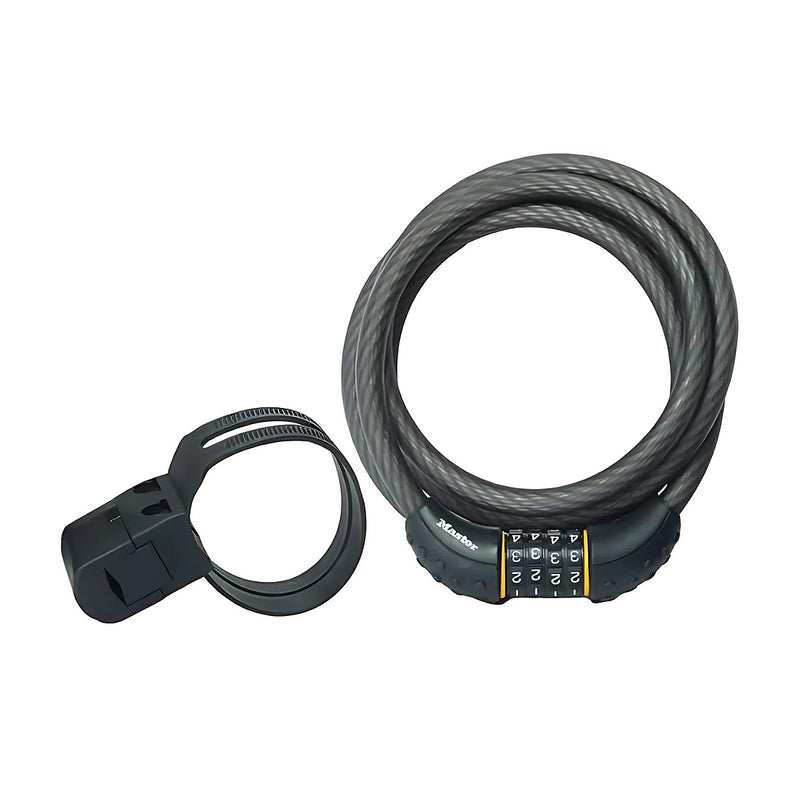 Ổ khóa dây 4 cọc số Master Lock 8122EURDPRO cao cấp, dây khóa bằng cáp thép cuộn được bọc nhựa vinyl dài 1.8m