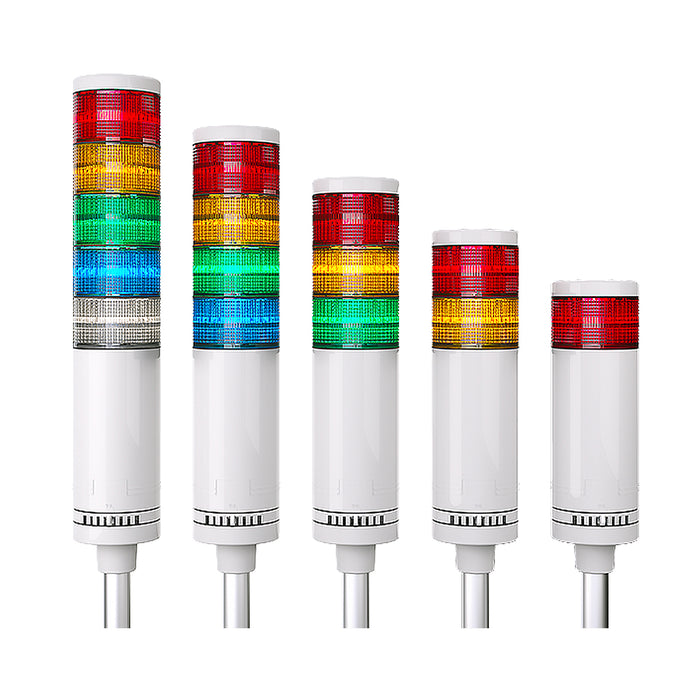 Đèn báo nhiều tầng dạng tháp Ø80mm Hanyoung Nux STL080 Series cao cấp, kiểu đèn sáng liên tục. Tiêu chẩn CE, UL và IP54