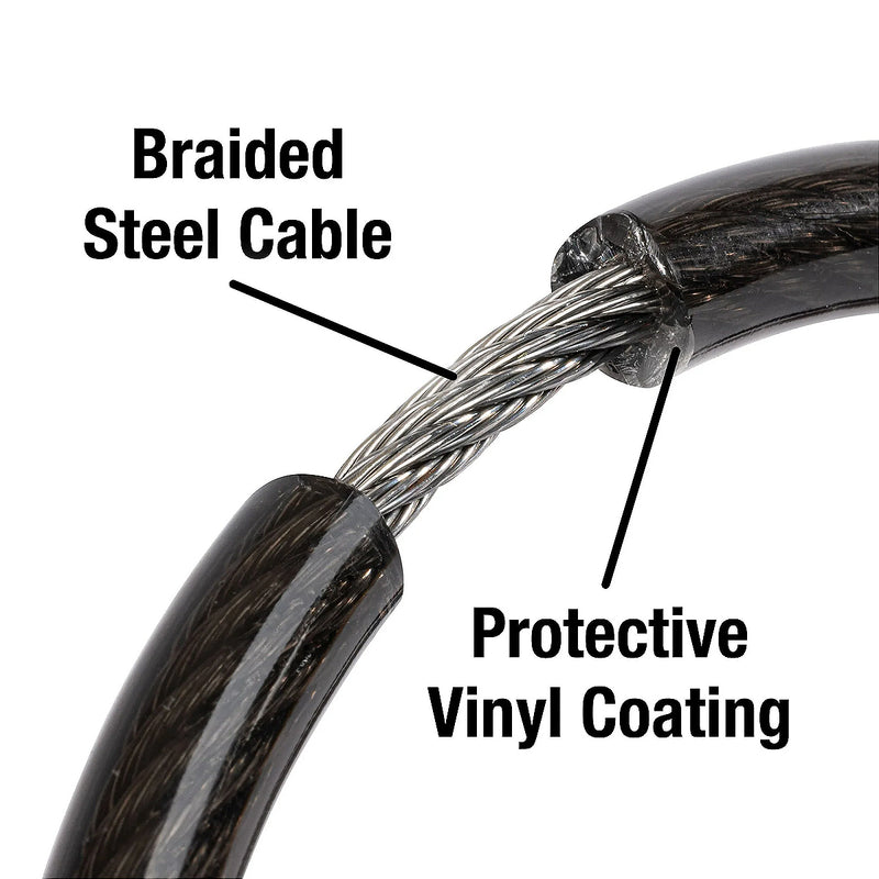 Ổ khóa dây 4 cọc số Master Lock 8143EURDPRO, dây khóa bằng cáp thép cuộn được bọc nhựa vinyl dài 1.8m