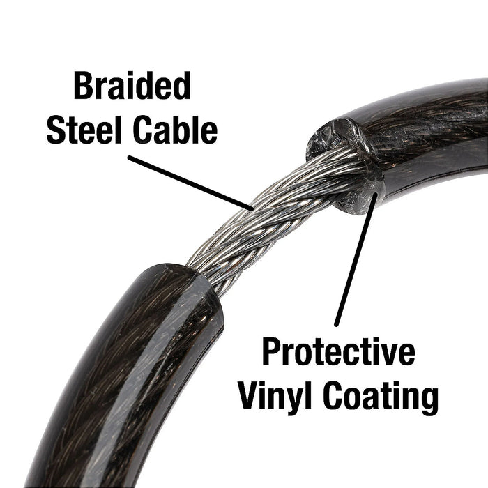 Ổ khóa dây 4 cọc số Master Lock 8143EURDPRO, dây khóa bằng cáp thép cuộn được bọc nhựa vinyl dài 1.8m