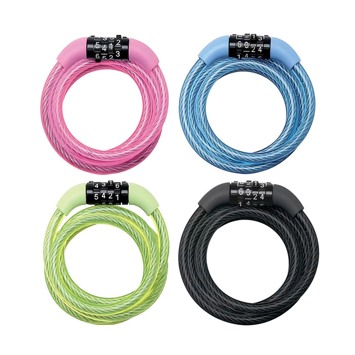 Ổ khóa dây 4 cọc số Master Lock 8143EURDPROCOL, dây khóa bằng cáp thép cuộn được bọc nhựa vinyl dài 1.8m