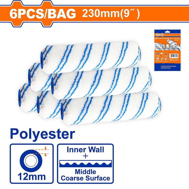 Bộ ống lăn sơn 6 chi tiết Wadfow WCB4996, kích thước 230mm (9 inch), chất liệu Polyester