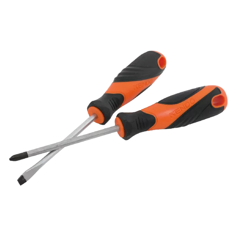 Bộ tua vít 2 chi tiết Kendo 21112 (Tua vít dẹp - Tua vít bake) vật liệu thép Cr-V