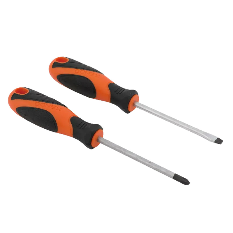 Bộ tua vít 2 chi tiết Kendo 21112 (Tua vít dẹp - Tua vít bake) vật liệu thép Cr-V