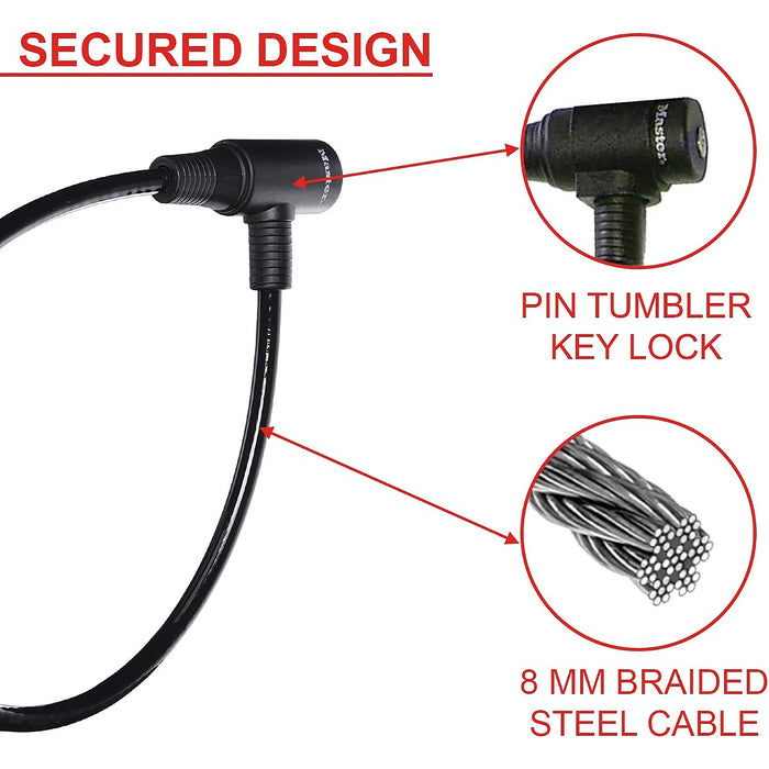 Ổ khóa dây Master Lock 8169EURDPRO, dây khóa bằng cáp thép được bọc nhựa vinyl nhiều màu dài 65cm