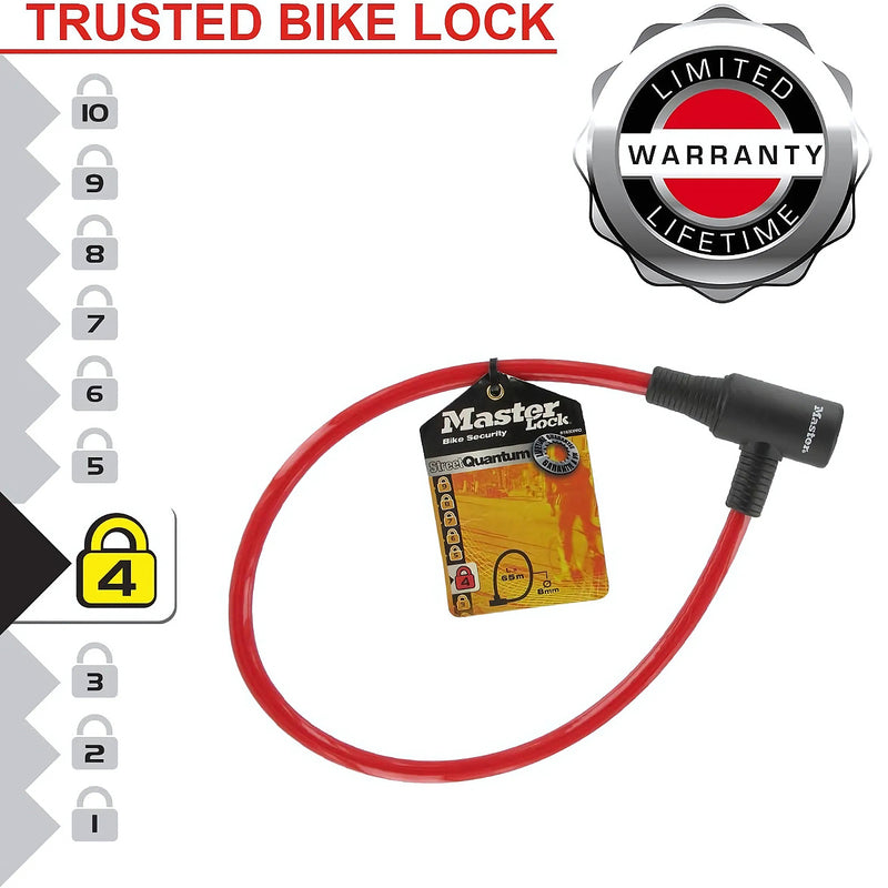 Ổ khóa dây Master Lock 8169EURDPRO, dây khóa bằng cáp thép được bọc nhựa vinyl nhiều màu dài 65cm