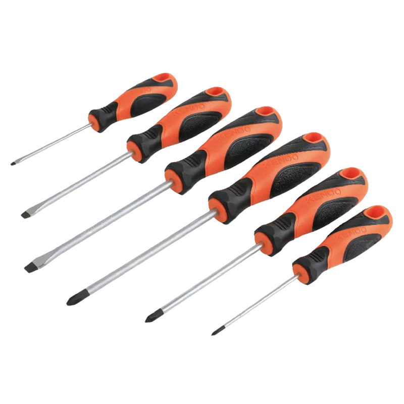 Bộ tua vít 6 chi tiết Kendo 85114 (Tua vít dẹp - Tua vít bake) vật liệu thép Cr-V