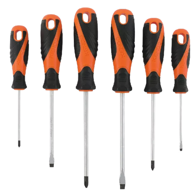 Bộ tua vít 6 chi tiết Kendo 85114 (Tua vít dẹp - Tua vít bake) vật liệu thép Cr-V