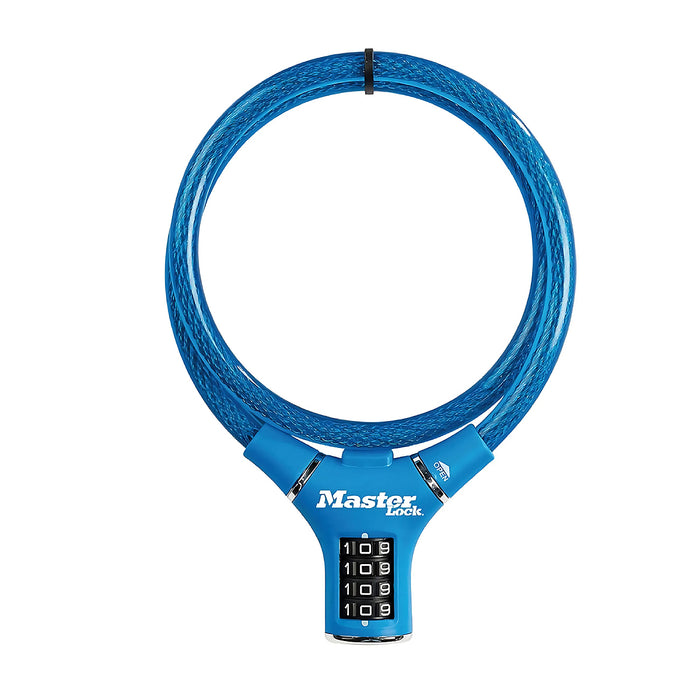 Ổ khóa dây 4 cọc số Master Lock 8229 cao cấp, dây khóa bằng sợi cáp tháp cứng được bọc nhựa vinyl dài 0.9m