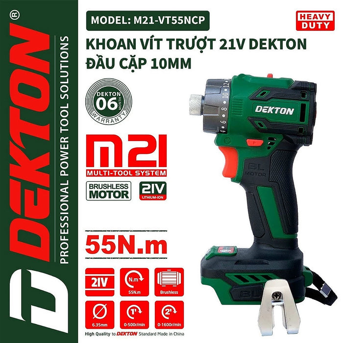 Máy vặn vít Dekton M21-VT55NCP dùng pin 21V, lực siết 55Nm (Chỉ có thân máy)