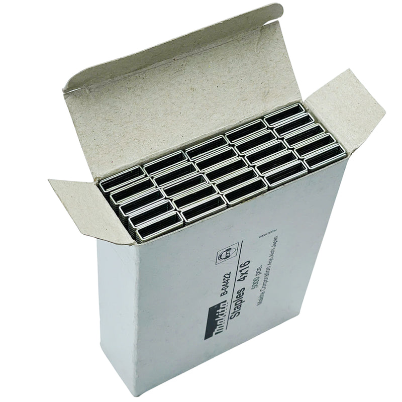 Hộp 5000 đinh ghim U Makita cở đinh 0.6mm (20Ga), chiều rộng 4mm, chiều dài từ 10mm-25mm, dùng cho các máy bắn đinh AT422AZ, DST421