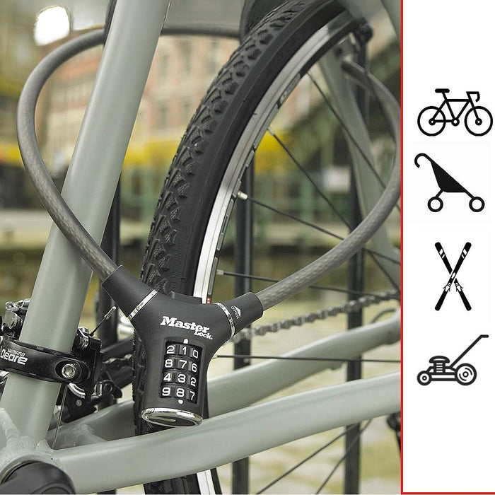 Ổ khóa dây 4 cọc số Master Lock 8229EURDPROCOL, dây khóa bằng sợi cáp tháp cứng được bọc nhựa vinyl nhiều màu dài 0.9m