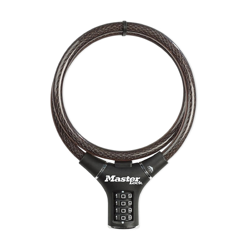 Ổ khóa dây 4 cọc số Master Lock 8229EURDPROCOL, dây khóa bằng sợi cáp tháp cứng được bọc nhựa vinyl nhiều màu dài 0.9m