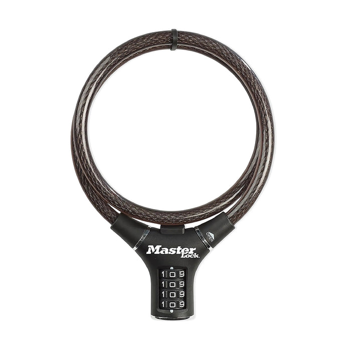 Ổ khóa dây 4 cọc số Master Lock 8229EURDPROCOL, dây khóa bằng sợi cáp tháp cứng được bọc nhựa vinyl nhiều màu dài 0.9m