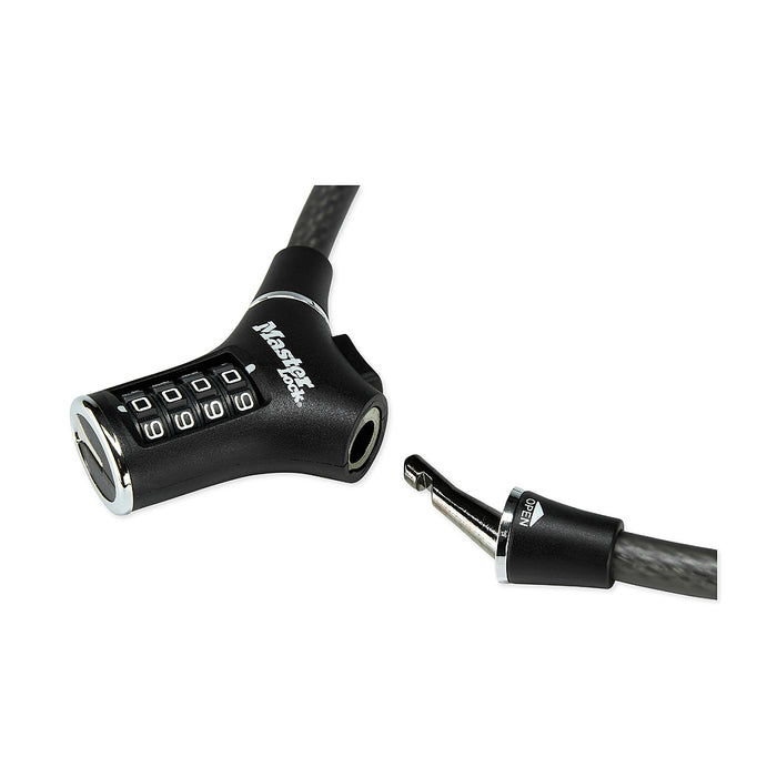 Ổ khóa dây 4 cọc số Master Lock 8229EURDPROCOL, dây khóa bằng sợi cáp tháp cứng được bọc nhựa vinyl nhiều màu dài 0.9m