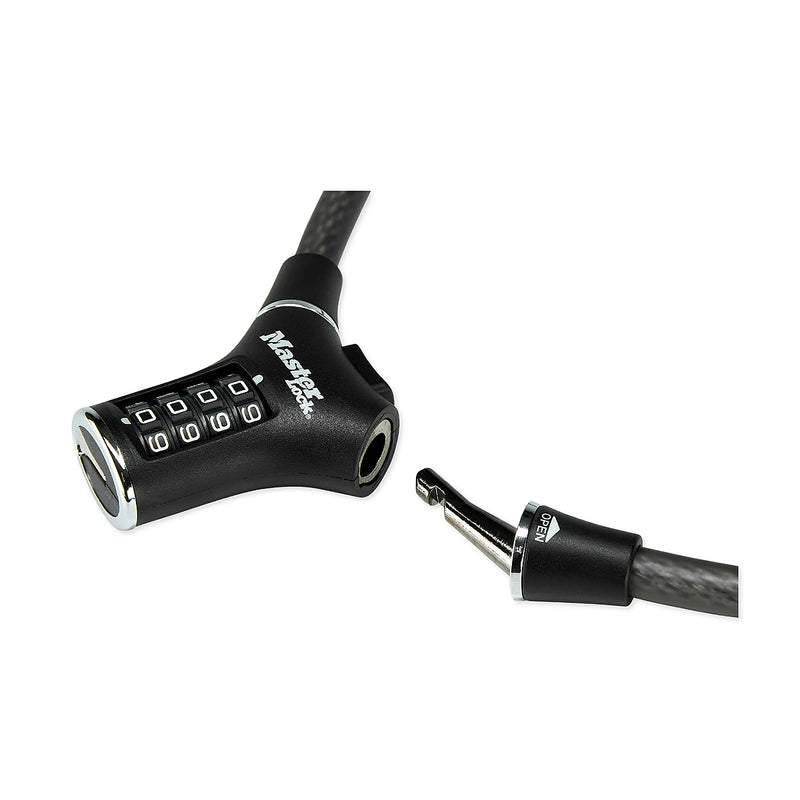 Ổ khóa dây 4 cọc số Master Lock 8229EURDPROCOL, dây khóa bằng sợi cáp tháp cứng được bọc nhựa vinyl nhiều màu dài 0.9m
