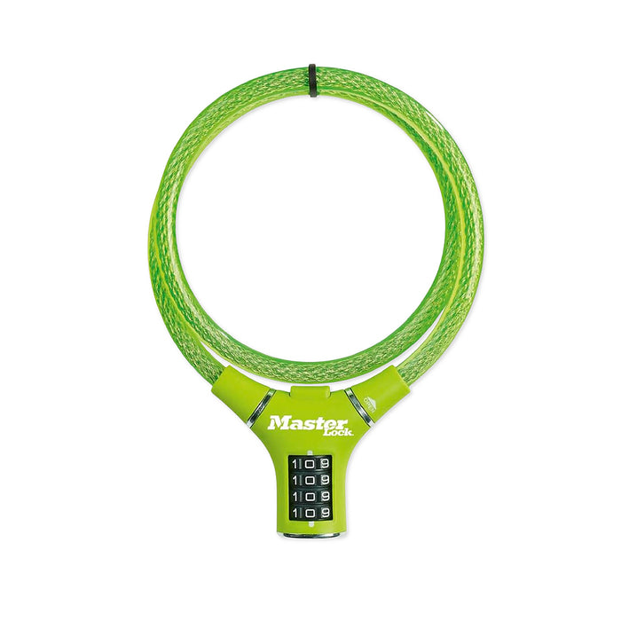 Ổ khóa dây 4 cọc số Master Lock 8229EURDPROCOL, dây khóa bằng sợi cáp tháp cứng được bọc nhựa vinyl nhiều màu dài 0.9m