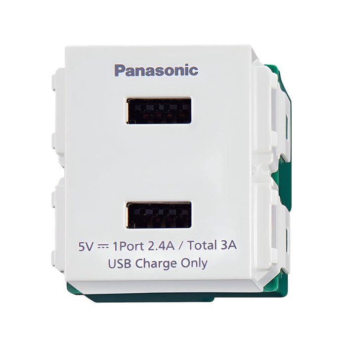 Ổ cắm 2 cổng USB type A Panasonic WEF11821W, 5v 2.4A, sản xuất tại Đài Loan