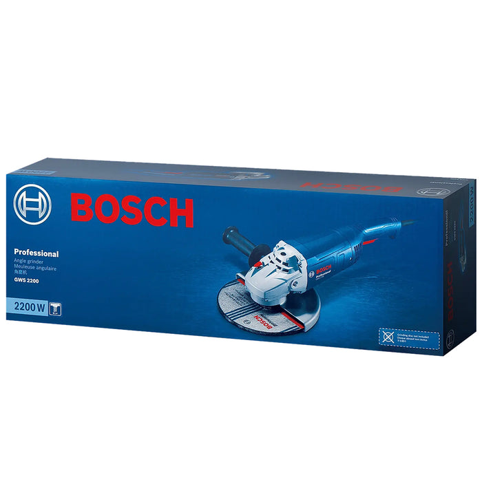 Máy mài góc Bosch GWS 2200-180, đường kính lưỡi 180mm, công suất 2200W, công tắc bóp, mã số 06018C00K0