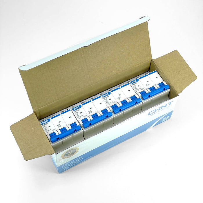 Cầu dao tự động loại nhỏ MCB Chint NXB-63 series, tải danh định từ 6A -63A, dòng cắt 6kA. Tiêu chuẩn quốc tế 