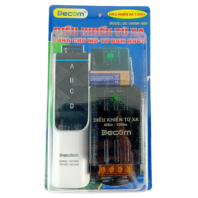 Thiết bị điều khiển từ xa Decom DC-3500W-1000 chuyên dùng cho mô tơ, khoảng cách điều khiển từ 20m - 800m