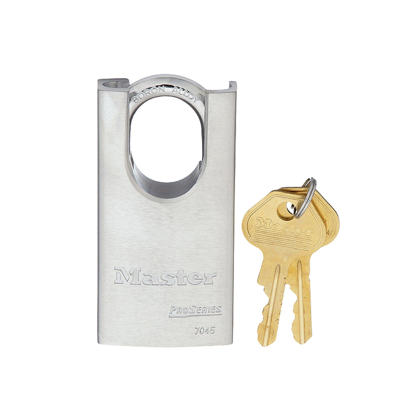 Ổ khóa treo Master Lock 7045WO cao cấp, thân khóa bằng thép nguyên khối mạ chrome 44m