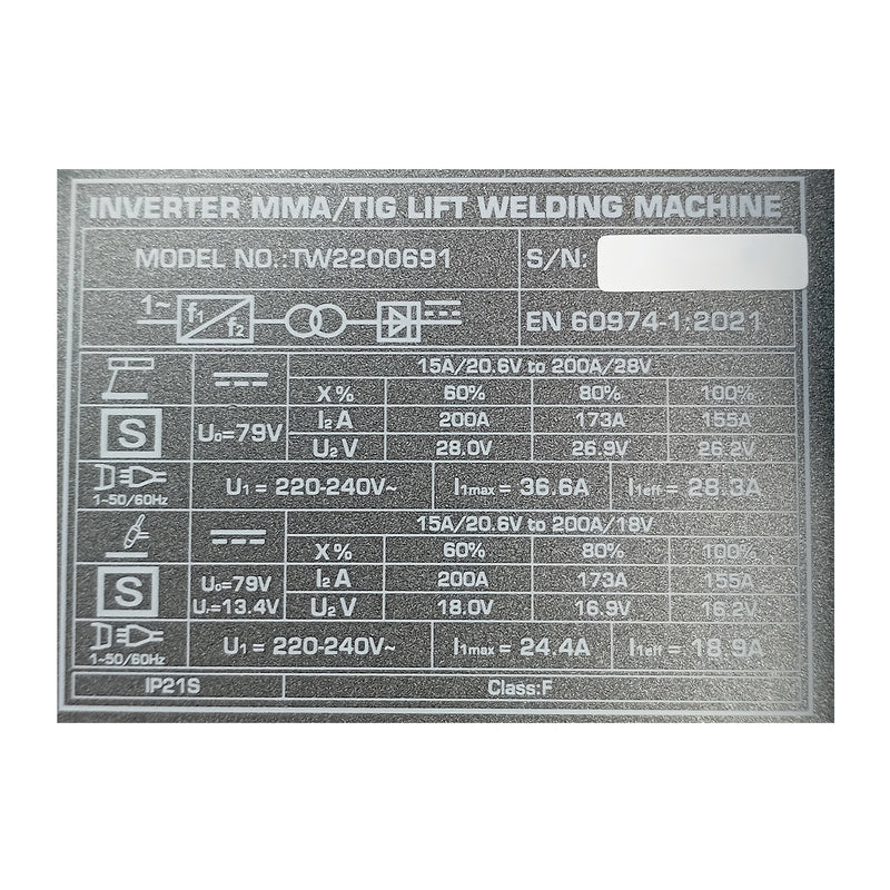 Máy hàn lift TIG/MMA Inverter 200A/70V TOTAL TW2200691