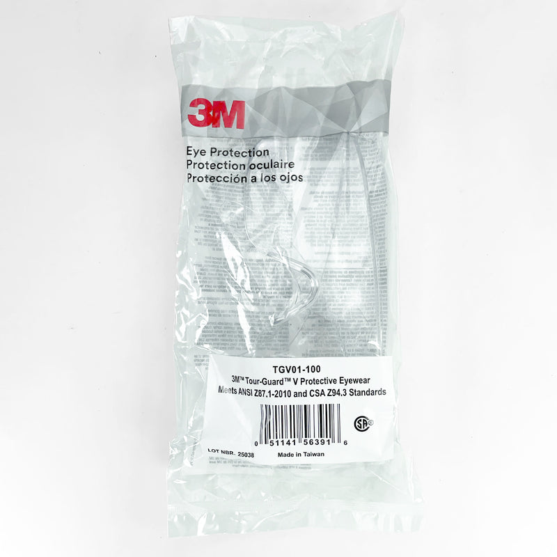 Kính bảo hộ 3M Tour-Guard V TGV01-100 chất liệu nhựa Polycarbonate, chống tia UV, chống đọng sương