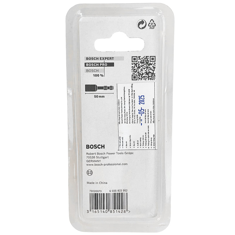 Mũi vít bắn tôn Bosch 2608522352 kích thước mũi 10mm, chiều dài 50mm, đầu có nam châm, đuôi lục giác