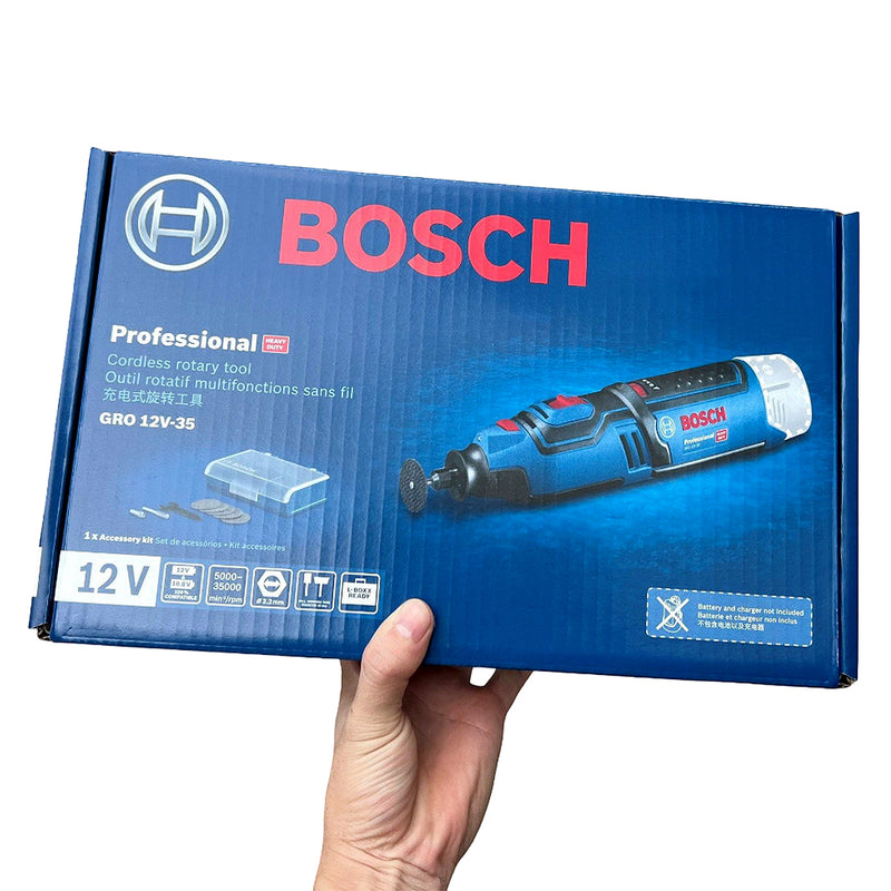 Máy mài mini Bosch GRO 12V-35 dùng Pin 12V, đầu kẹp 3.2mm