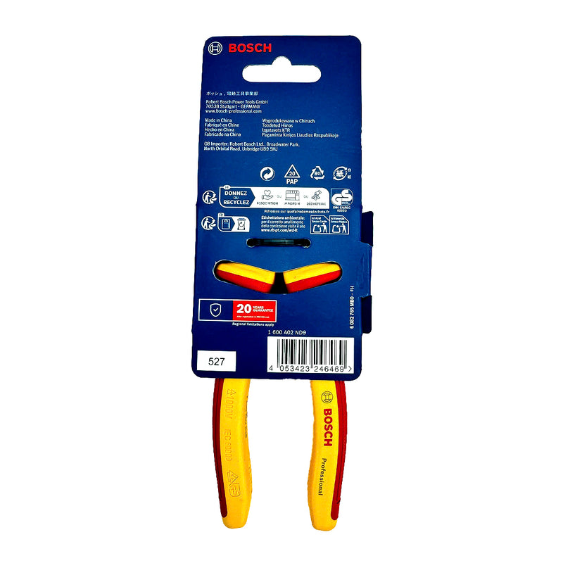 Kìm cắt Bosch 1600A02ND9 cách điện 1000V chuẩn VDE dài 160mm, vật liệu thép Cr-V