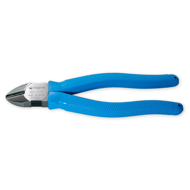 Kìm cắt cách điện 1000V Fujiya 70Z-175 175mm, tay cầm 2 lớp màu xanh vàng, lưỡi cong thép hợp kim, tiêu chuẩn Nhật Bản.