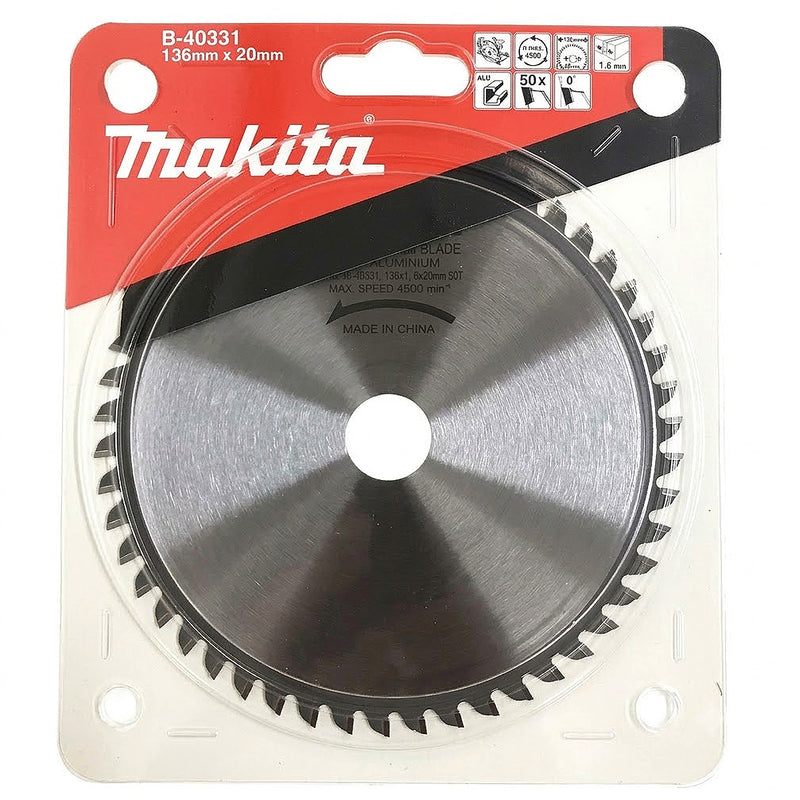 Lưỡi cưa nhôm TCT Makita B-40331 đường kính 136mm, 50 răng kiểu ATB, lỗ cốt 20mm