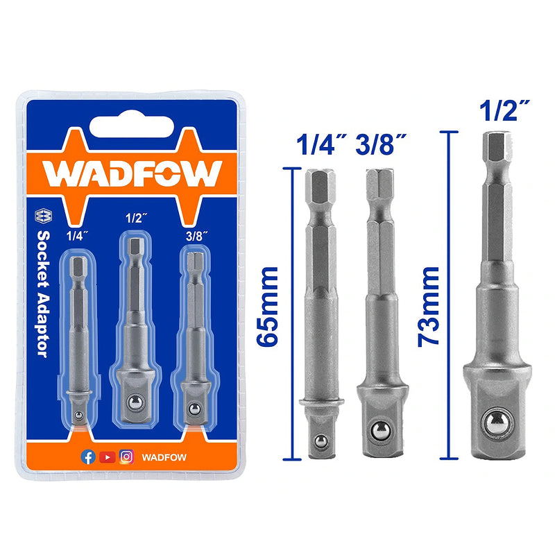 Bộ chuyển đổi cốt đầu tuýp 3 chi tiết Wadfow WSV4K01 đuôi lục giác 6.35mm (1/4 inch), chiều dài 65mm