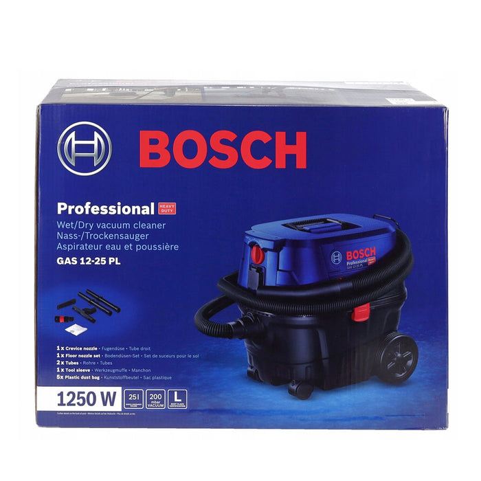 Máy hút bụi Bosch GAS 12-25 PL công suất 1250W dung tích 25 lít, bộ lọc HEPA mã số 060197C1K0 ( hút khô và ướt )